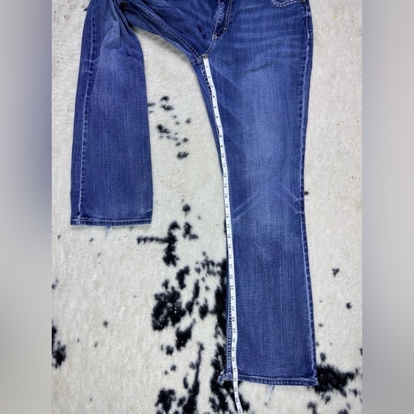 Wrangler Women’s Y2K Vintage Pink Logo Medium Wash Bootcut Denim Jeans Size 32 - Picture 5 of 8